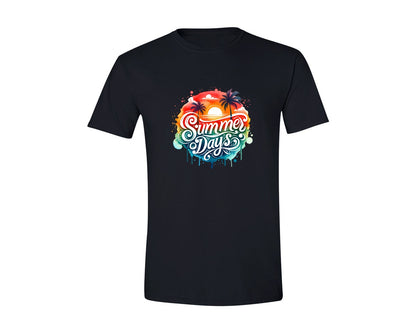 brand:Generic|color:Black|Colorful Ocean Beach Summer Days Graphic T-Shirt