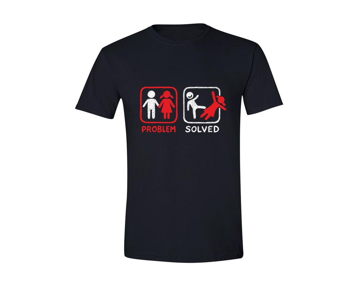 brand:Generic|color:Black|Problem Solved Breakup Anti Relationship Graphic T-Shirt