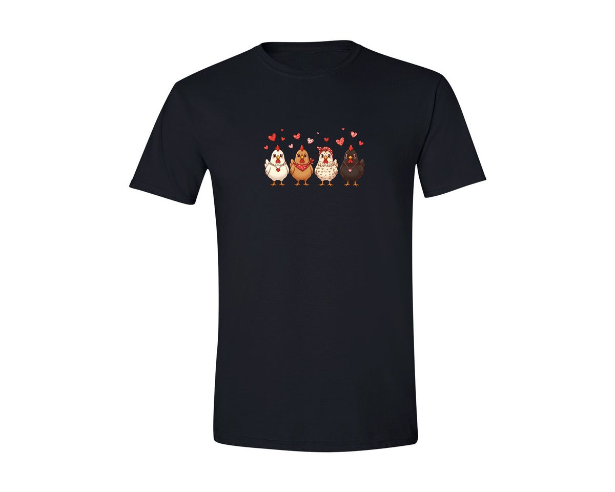brand:Generic|color:Black|Cute Valentine Chickens Graphic T-Shirt