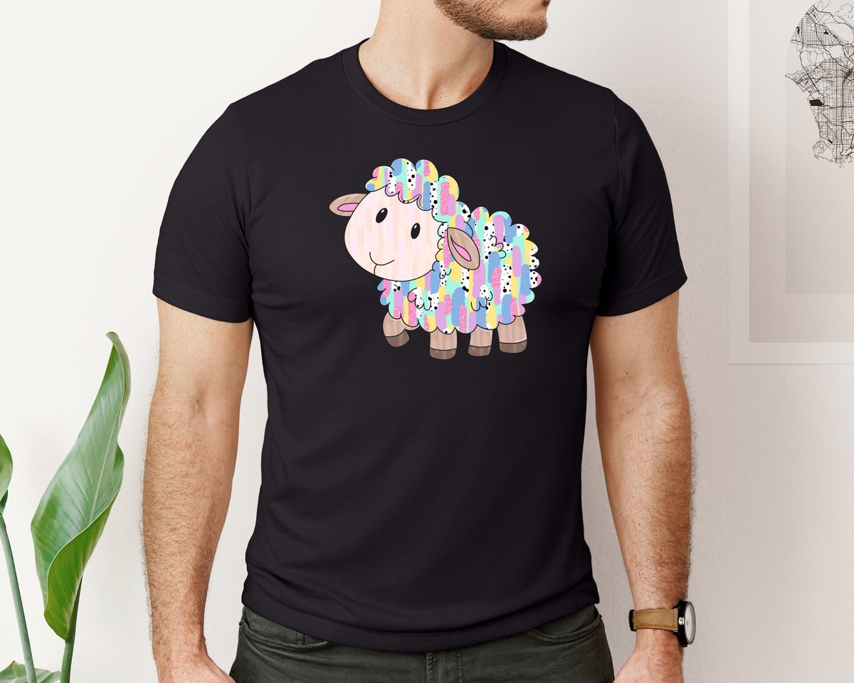 brand:Bella Canvas|color:Black|Christian Easter Sheep 3 Graphic T-Shirt