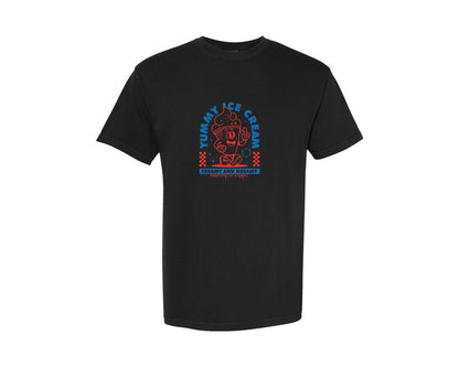 brand:Comfort Colors|color:Black|Retro Cartoon Ice Cream Character Design Graphic T-Shirt