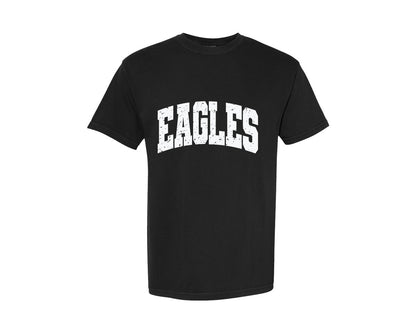 brand:Comfort Colors|color:Black|Retro Eagles Distressed Varsity Eagle Graphic T-Shirt