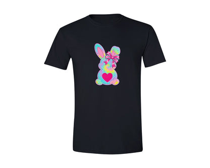 brand:Generic|color:Black|Pastel Faux Yarn Easter Bunny Graphic T-Shirt