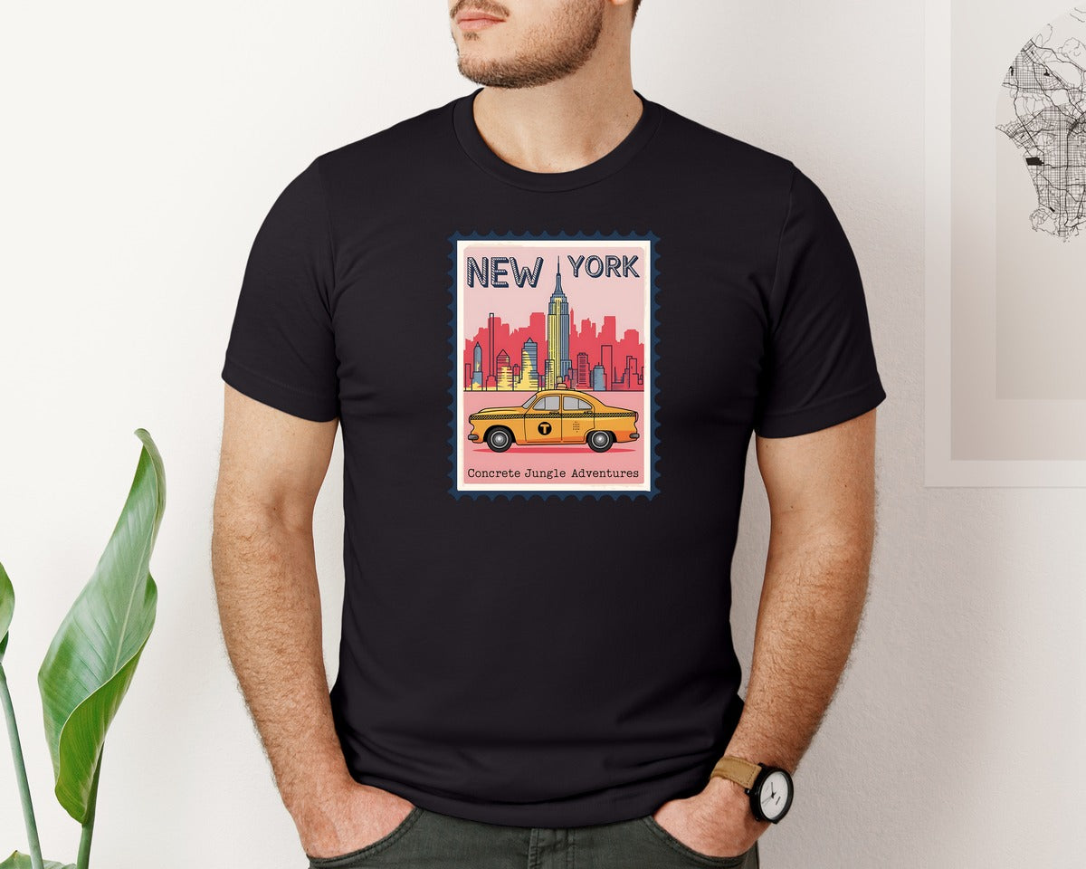 brand:Bella Canvas|color:Black|Summer New York Trip Retro Stamp Travel 2 Graphic T-Shirt