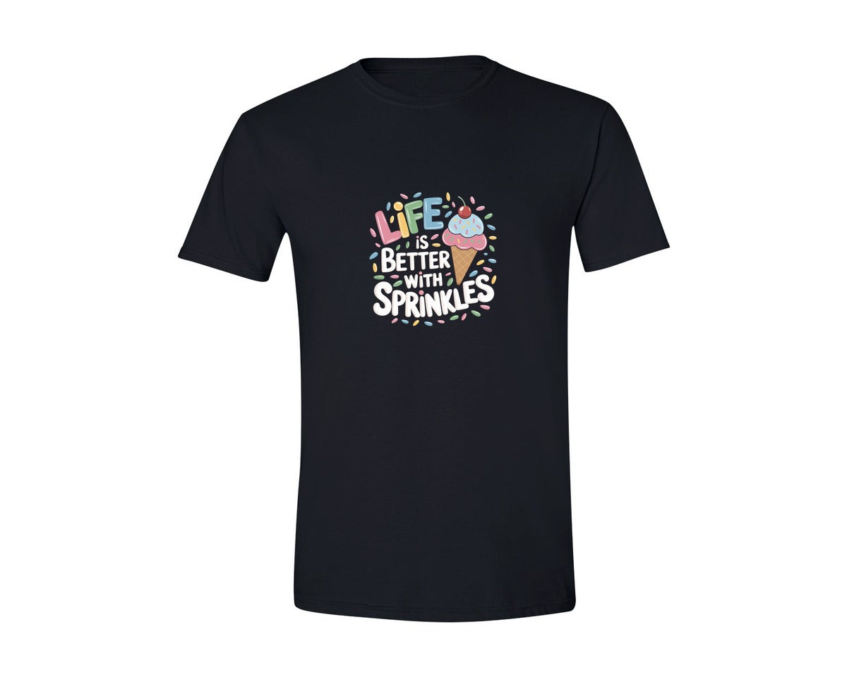 brand:Generic|color:Black|Life Is Better Sprinkles T Shirt Design Graphic T-Shirt