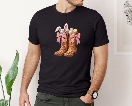 Cowboy Boots Easter Coquette Graphic T-Shirt