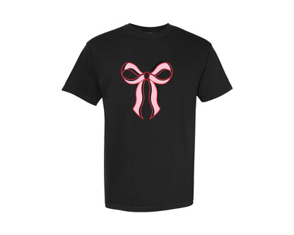 brand:Comfort Colors|color:Black|Valentine Coquette Bow Xoxo 3 Graphic T-Shirt