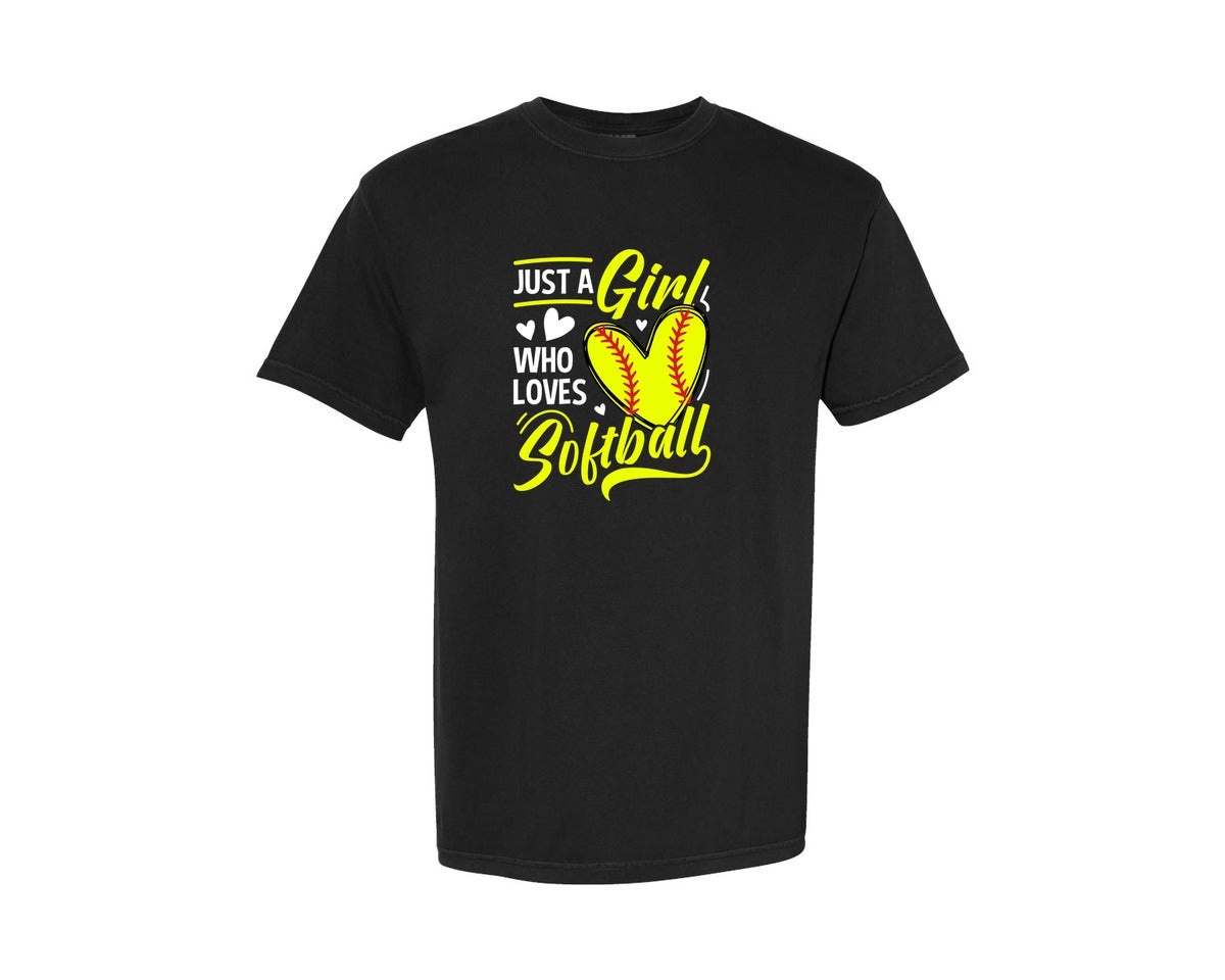brand:Comfort Colors|color:Black|Just A Girl Who Loves T Shirt Graphic T-Shirt