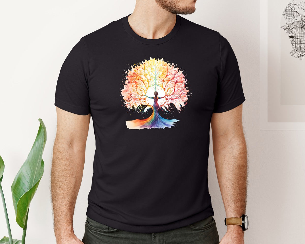 brand:Bella Canvas|color:Black|Life Tree Spiritual Art Graphic T-Shirt