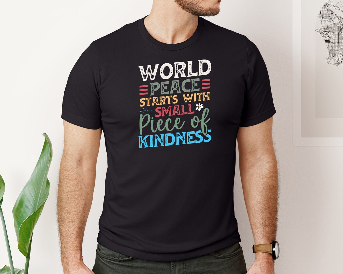 brand:Bella Canvas|color:Black|World Peace Starts With Small Piece Graphic T-Shirt