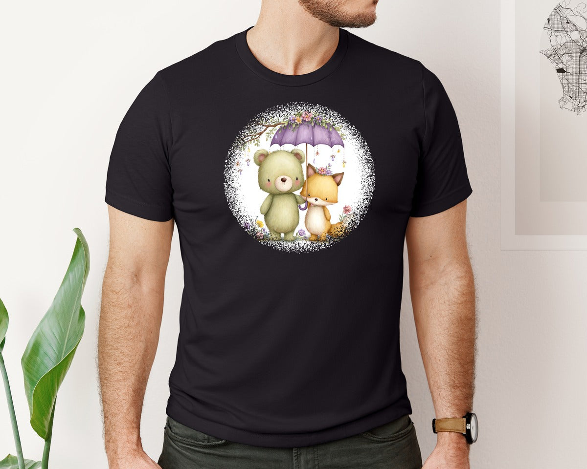 brand:Bella Canvas|color:Black|Couple Animals Round Tshirt 36 Graphic T-Shirt