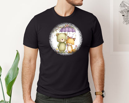 brand:Bella Canvas|color:Black|Couple Animals Round Tshirt 36 Graphic T-Shirt
