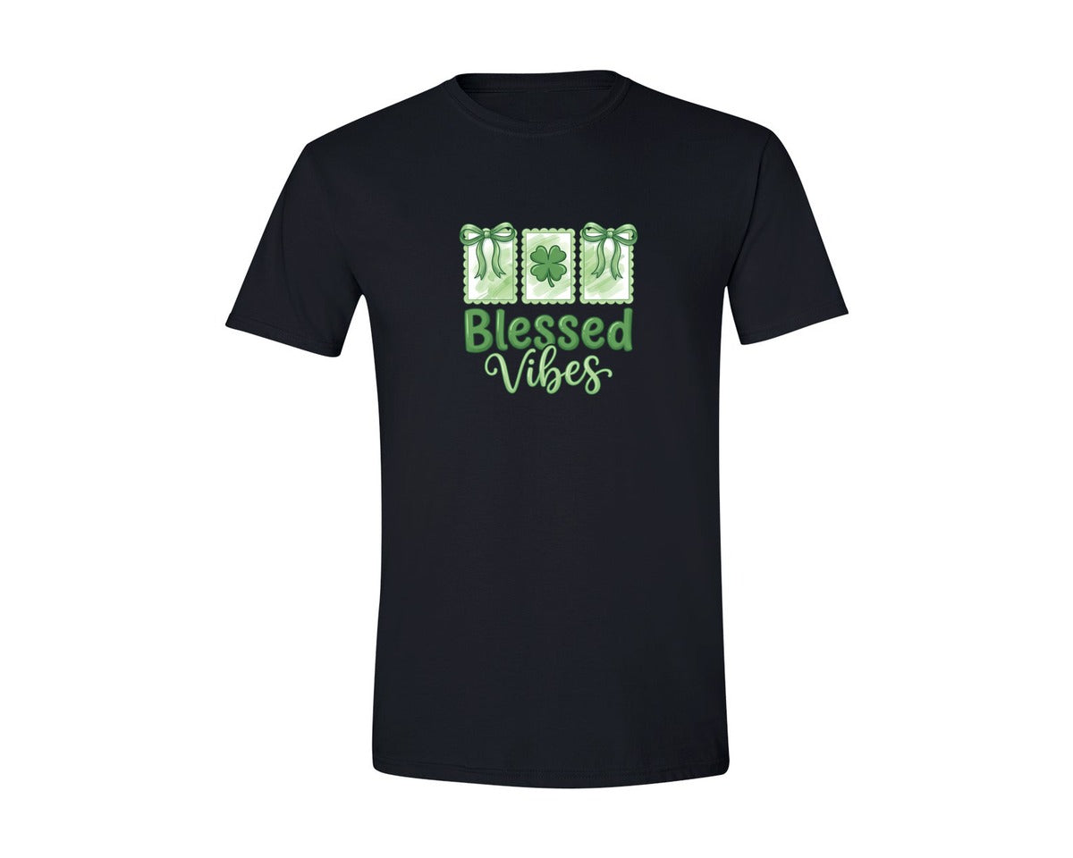 brand:Generic|color:Black|Blessed Vibes St Patricks Day 3 Graphic T-Shirt