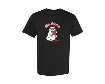 brand:Comfort Colors|color:Black|Valentine Be Mine Cat Love Graphic T-Shirt