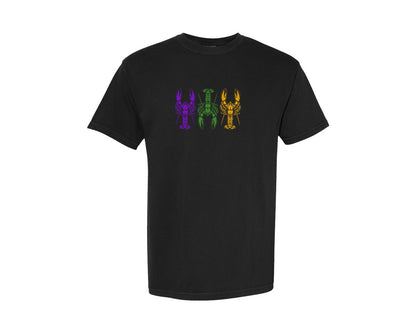 brand:Comfort Colors|color:Black|Funny Mardi Gras Crawfish Graphic T-Shirt