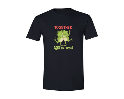 brand:Generic|color:Black|Together Until We Croak Cute Frog Graphic T-Shirt