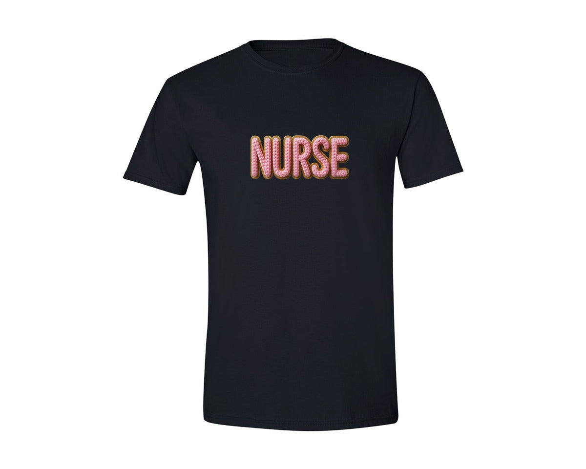 brand:Generic|color:Black|Faux Yarn Nurse Glitter Trendy Shirt Graphic T-Shirt