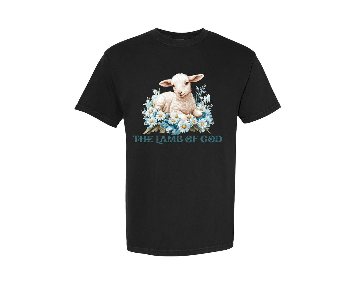 brand:Comfort Colors|color:Black|Easter Lamb Of God Christian Graphic T-Shirt