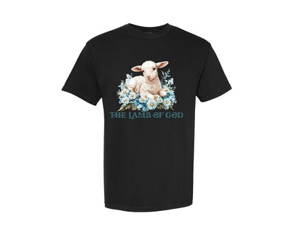 brand:Comfort Colors|color:Black|Easter Lamb Of God Christian Graphic T-Shirt