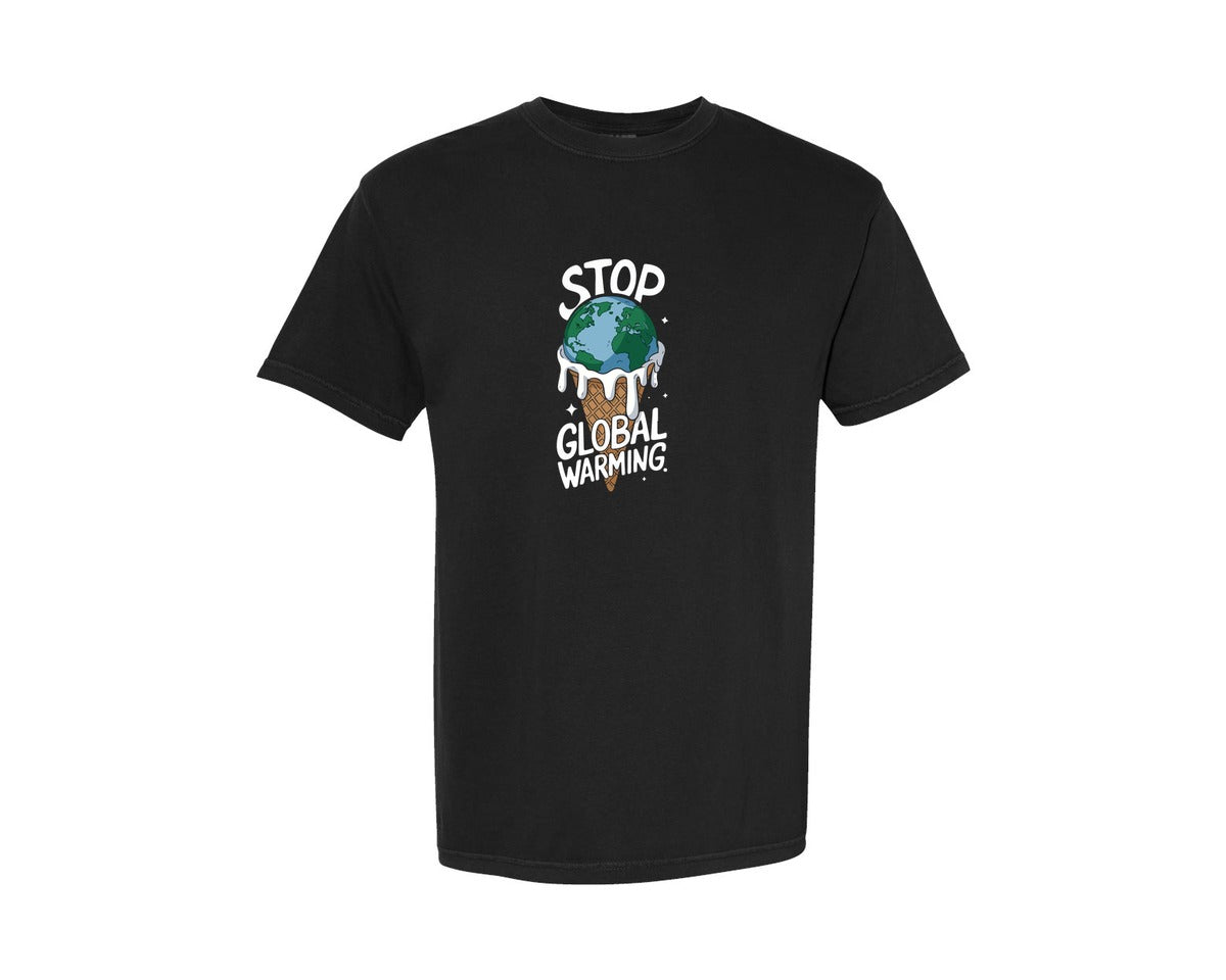 brand:Comfort Colors|color:Black|Stop Global Warming Funny Cute Teacher Graphic T-Shirt