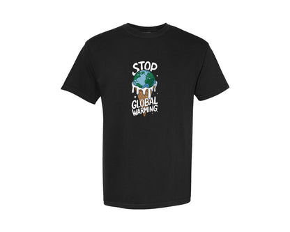 brand:Comfort Colors|color:Black|Stop Global Warming Funny Cute Teacher Graphic T-Shirt