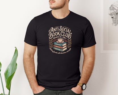 brand:Bella Canvas|color:Black|Anti Social Book Club Vintage Graphic T-Shirt