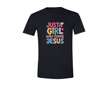 brand:Generic|color:Black|Just A Girl Who Loves Jesus 5 Graphic T-Shirt
