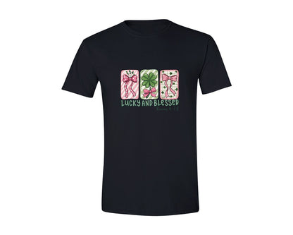 brand:Generic|color:Black|Lucky And Blessed Retro Patrick Graphic T-Shirt