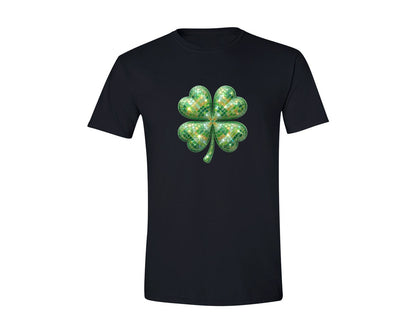 brand:Generic|color:Black|St Patricks Day Rhinestone Shamrock Graphic T-Shirt