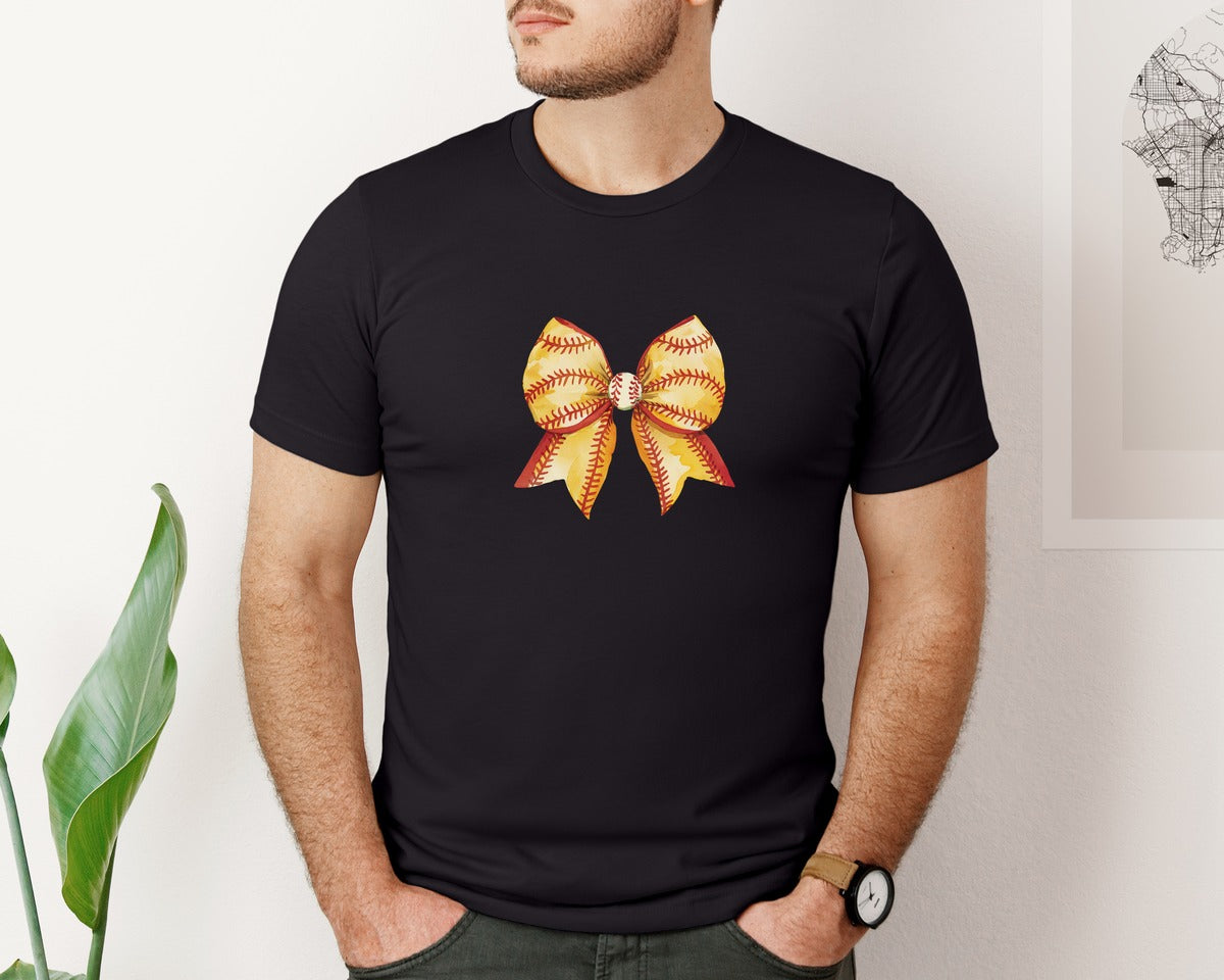brand:Bella Canvas|color:Black|Watercolor Sports Bows Retro Footba Graphic T-Shirt