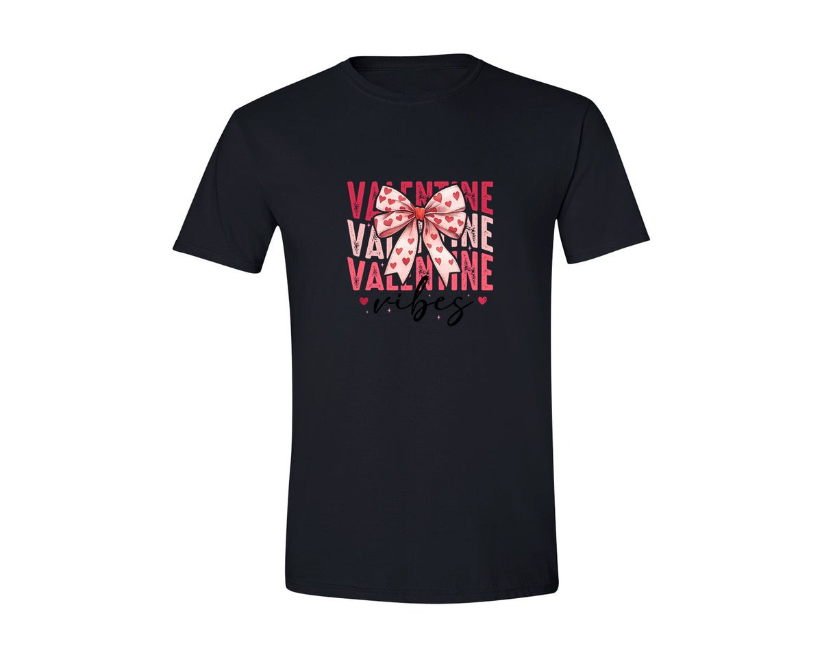 brand:Generic|color:Black|Valentine Vibes Coquette Bow 2 Graphic T-Shirt