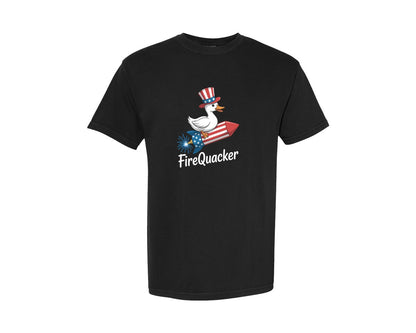 brand:Comfort Colors|color:Black|Firequacker Goose 4Th Of July Shirt Graphic T-Shirt