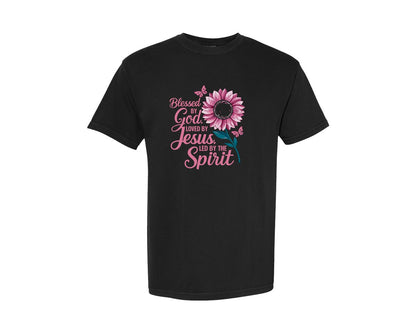 brand:Comfort Colors|color:Black|Blessed By God Loved By Jesus Led By The Graphic T-Shirt