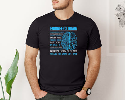brand:Bella Canvas|color:Black|Funny Engineers Brain T Shirt Design Graphic T-Shirt