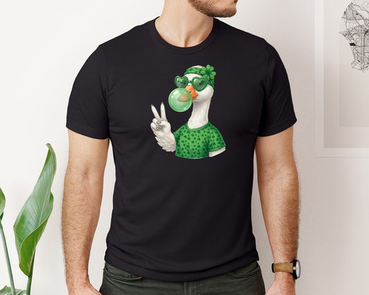 Cute Goose Bubble Gum St Patricks Graphic T-Shirt