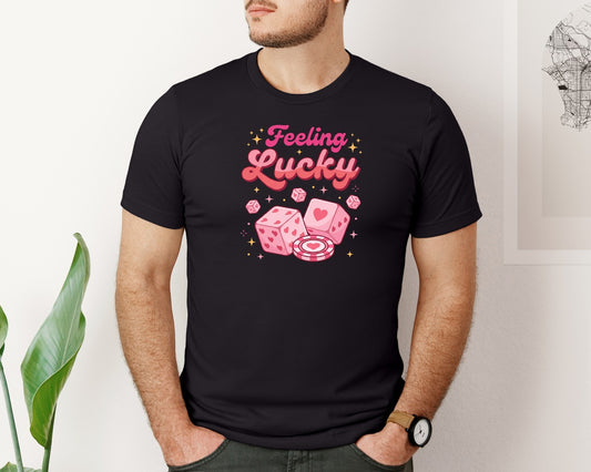 Feeling Lucky Valentine Design Graphic T-Shirt