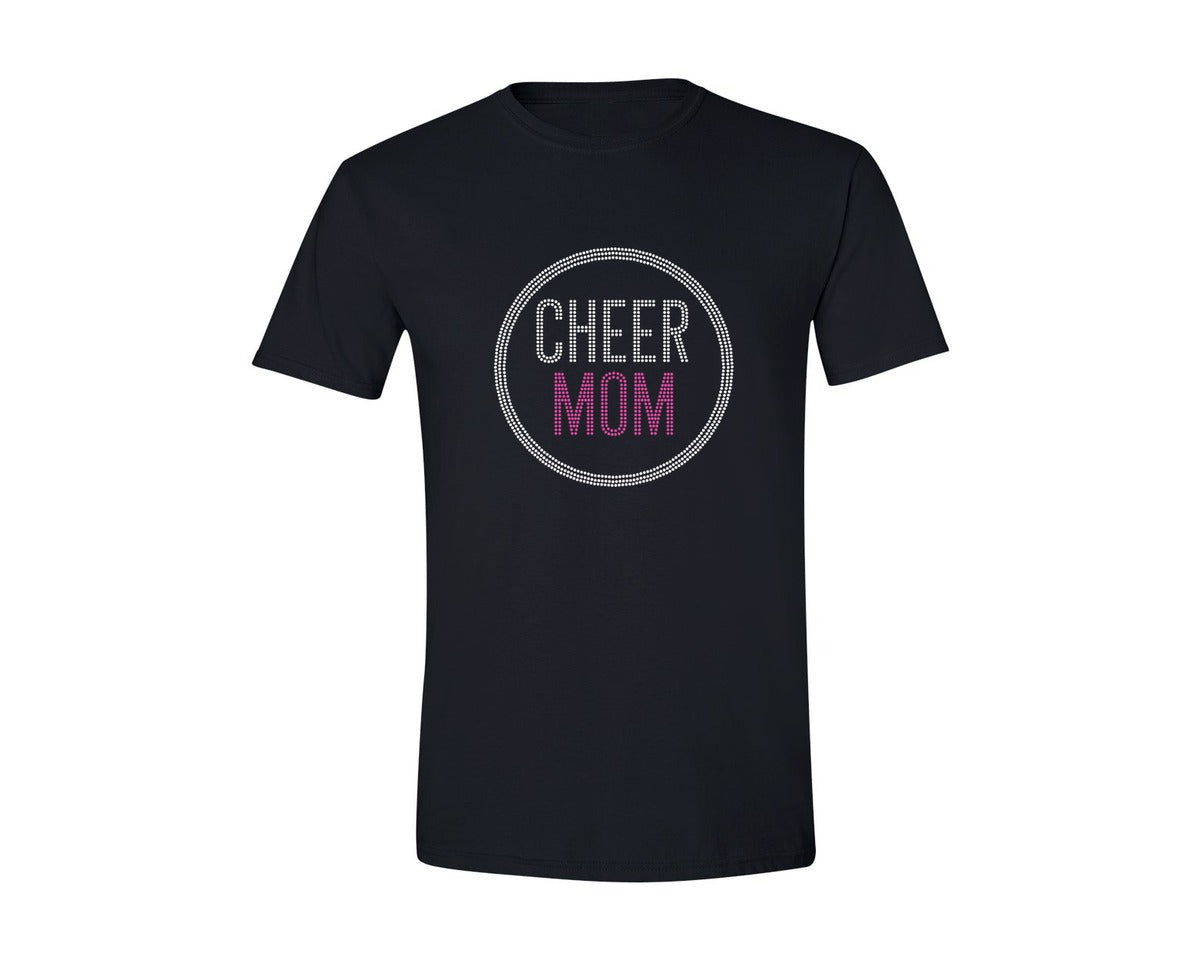 brand:Generic|color:Black|Cheer Mom Rhinestone Template 4 Graphic T-Shirt