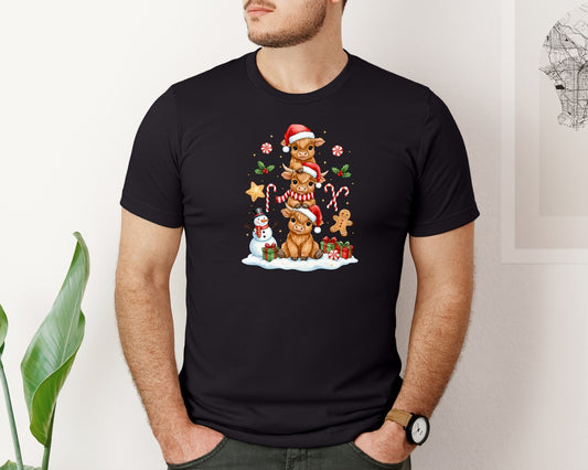 Cute Highland Cow Christmas 4 Graphic T-Shirt