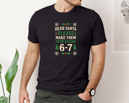 brand:Bella Canvas|color:Black|Santa 67 Funny Christmas Six Seven Graphic T-Shirt