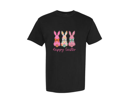 brand:Comfort Colors|color:Black|Happy Easter Bunny 23 Graphic T-Shirt