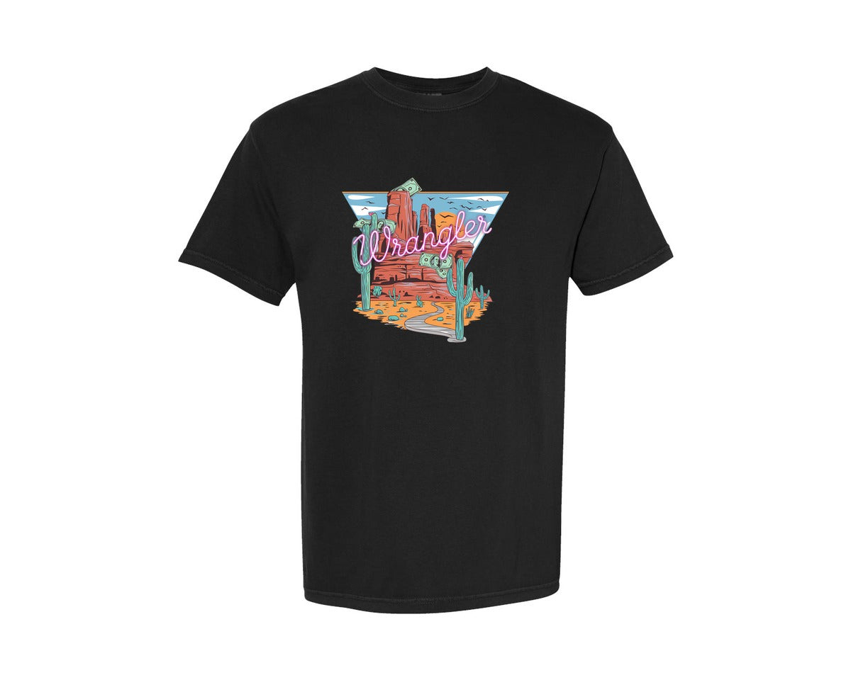 brand:Comfort Colors|color:Black|Wrangler Neon Desert Cactus Design Graphic T-Shirt