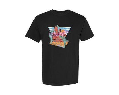 brand:Comfort Colors|color:Black|Wrangler Neon Desert Cactus Design Graphic T-Shirt