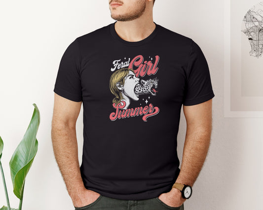 Feral Girl Summer Leopard Weird Shirt Graphic T-Shirt
