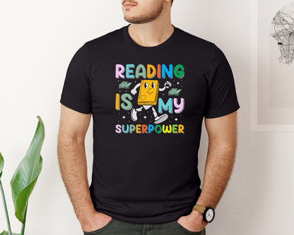 brand:Bella Canvas|color:Black|My Superpower Reading Design Graphic T-Shirt