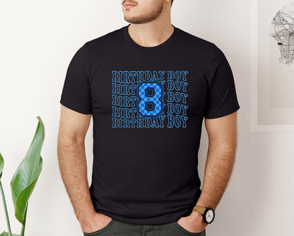 brand:Bella Canvas|color:Black|Birthday Boy 8Th Birthday Shirt Graphic T-Shirt