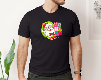 brand:Bella Canvas|color:Black|Santa Ho Ho Ho Merry Christmas 2 Graphic T-Shirt