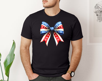 brand:Bella Canvas|color:Black|4Th Of July Bow Design T Shirt 5 Graphic T-Shirt