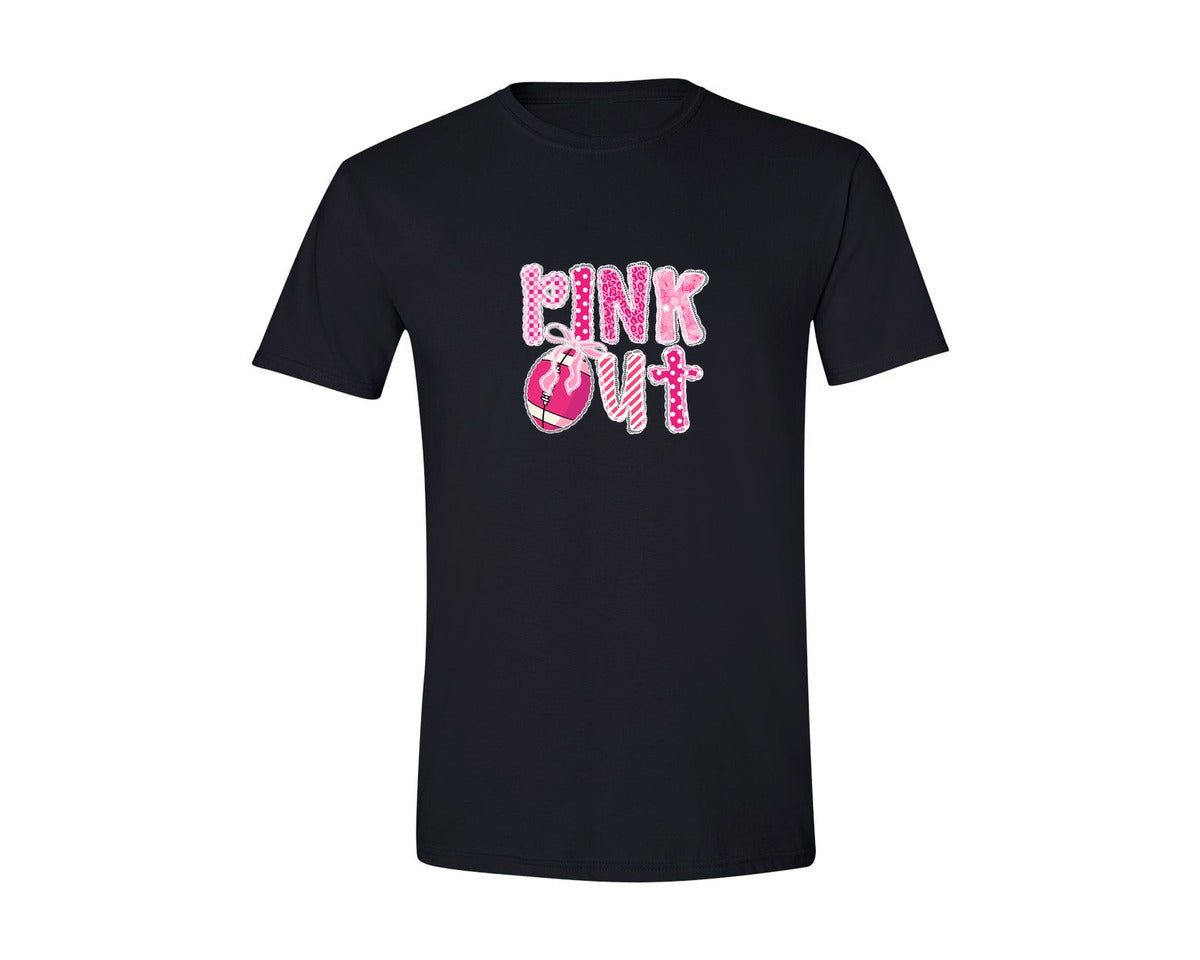 brand:Generic|color:Black|Pink Out Football Game Day Cancer Graphic T-Shirt