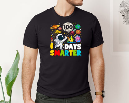 brand:Bella Canvas|color:Black|100 Days Smarter Astronaut School 2 Graphic T-Shirt