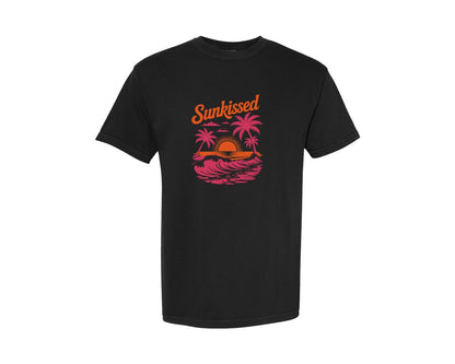 brand:Comfort Colors|color:Black|Summer Sunkissed Retro Beach Sunset Graphic T-Shirt